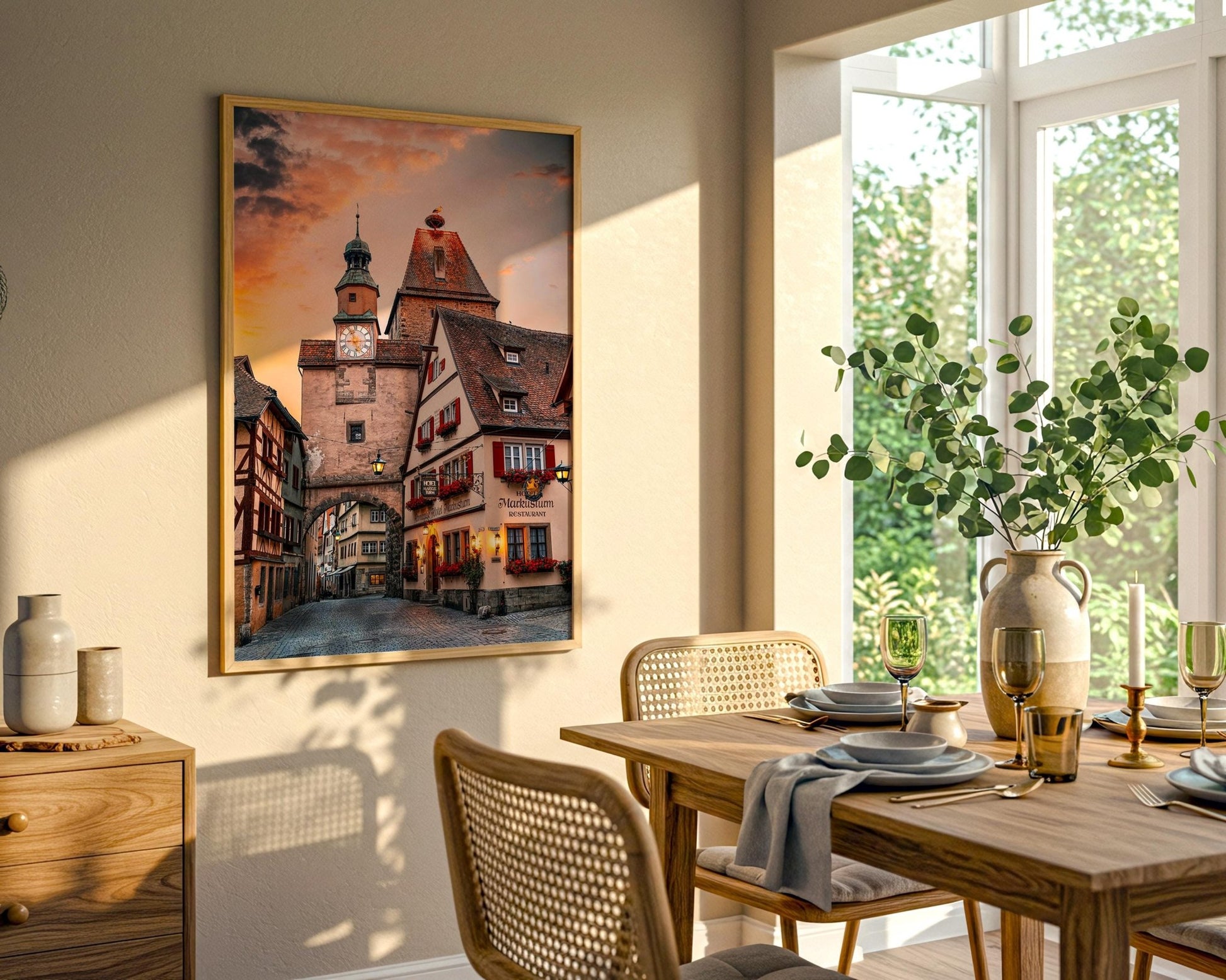 Rothenburg Germany Print - Medieval Clock Tower With Stork Nest Detail | Bavaria Wall Art - Hasan Akbas Fine Art