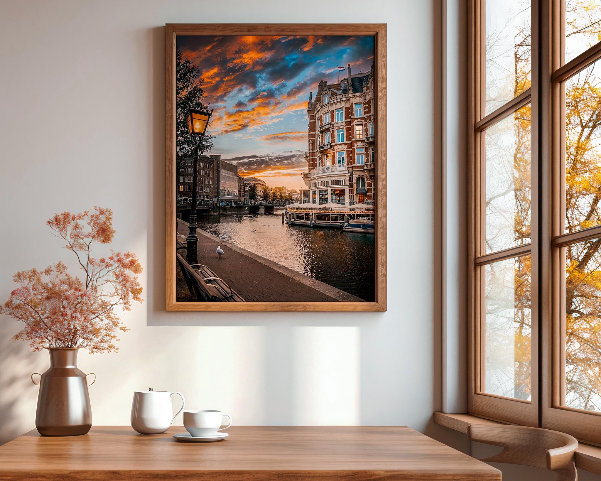 Amsterdam Canal Sunset Print – Museum Quality Fine Art Wall Decor - Hasan Akbas Fine Art