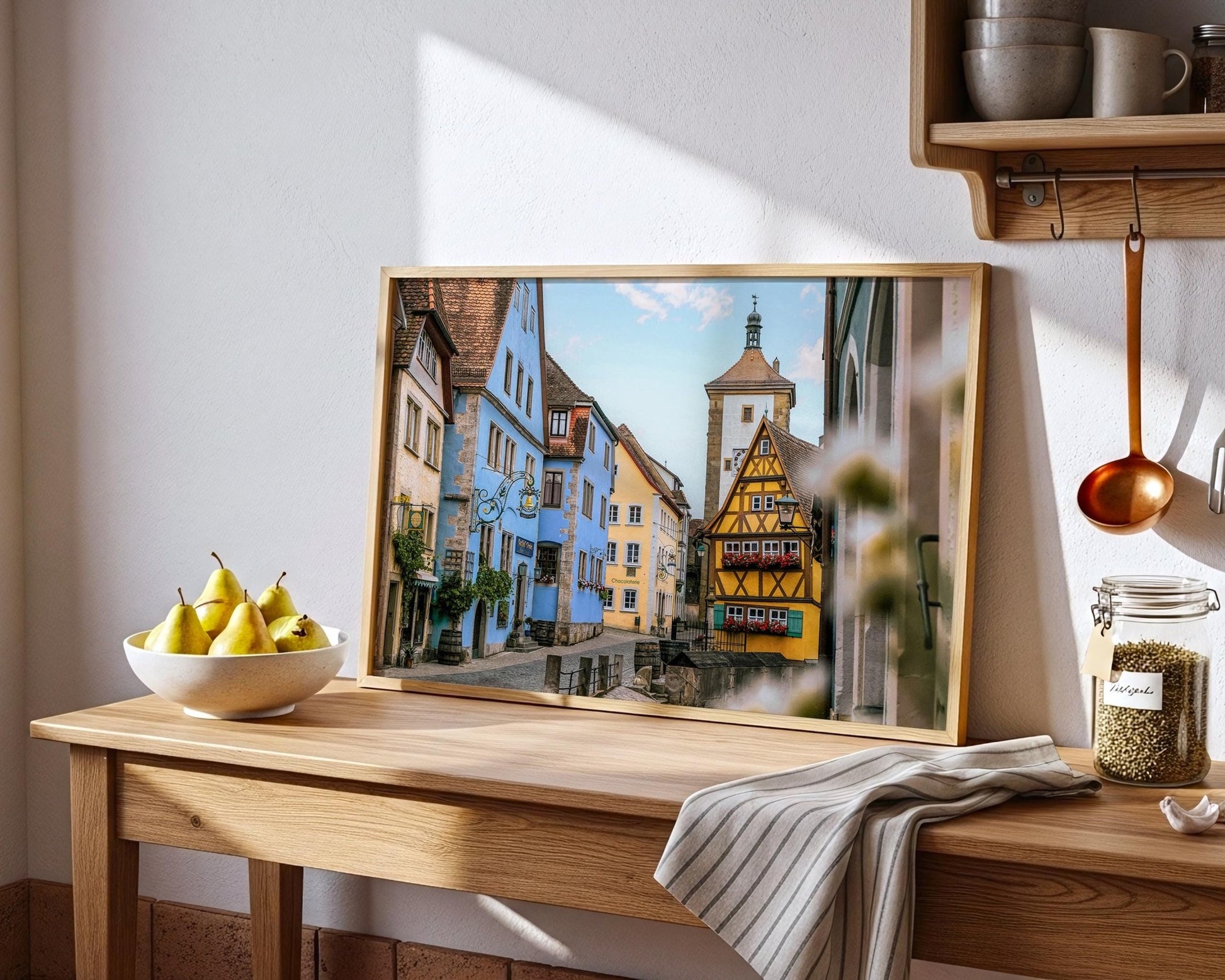 Rothenburg Plonlein Print – Medieval Town Art | Bavaria Wall Decor, Pastel Buildings - Hasan Akbas Fine Art