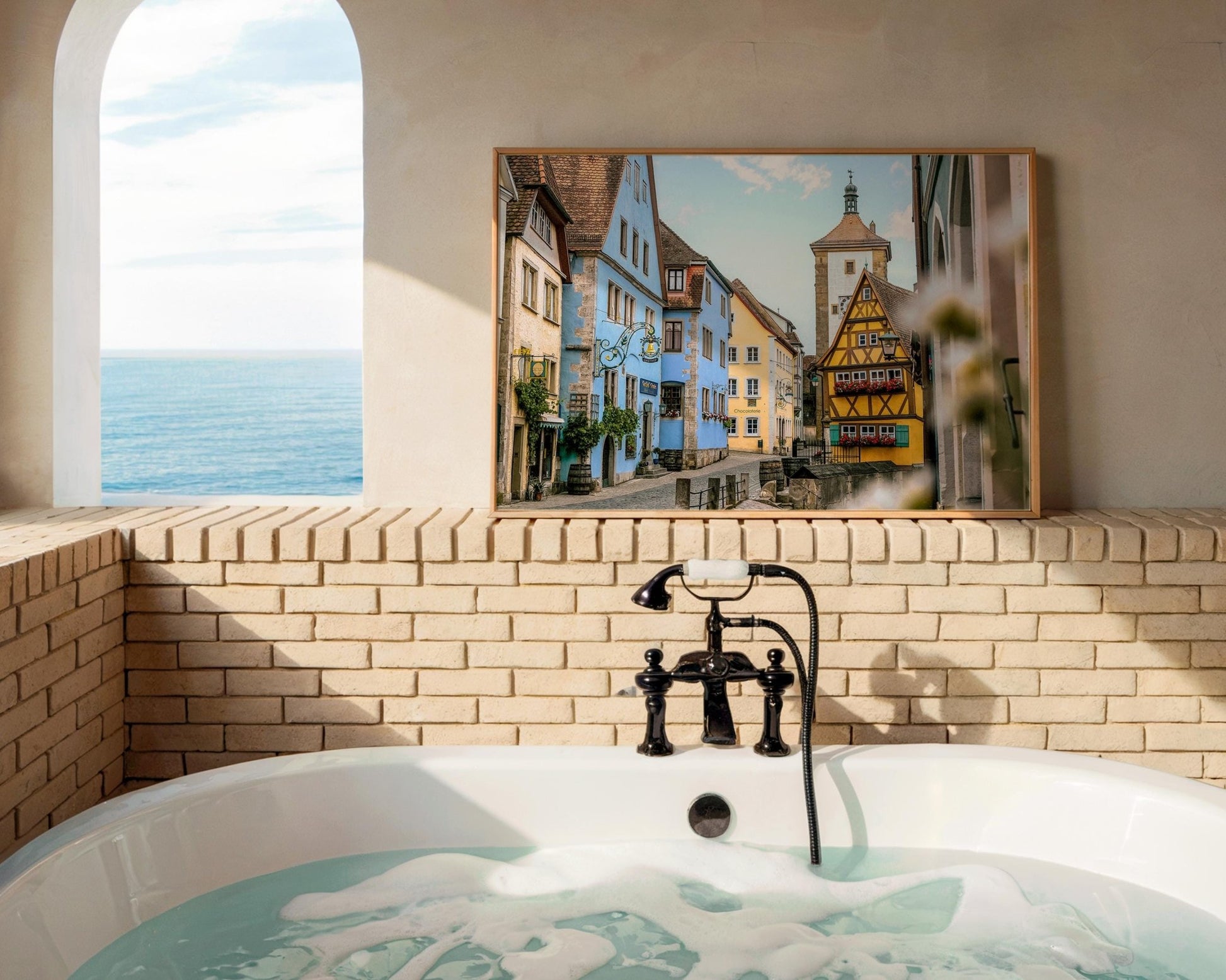 Rothenburg Plonlein Print – Medieval Town Art | Bavaria Wall Decor, Pastel Buildings - Hasan Akbas Fine Art