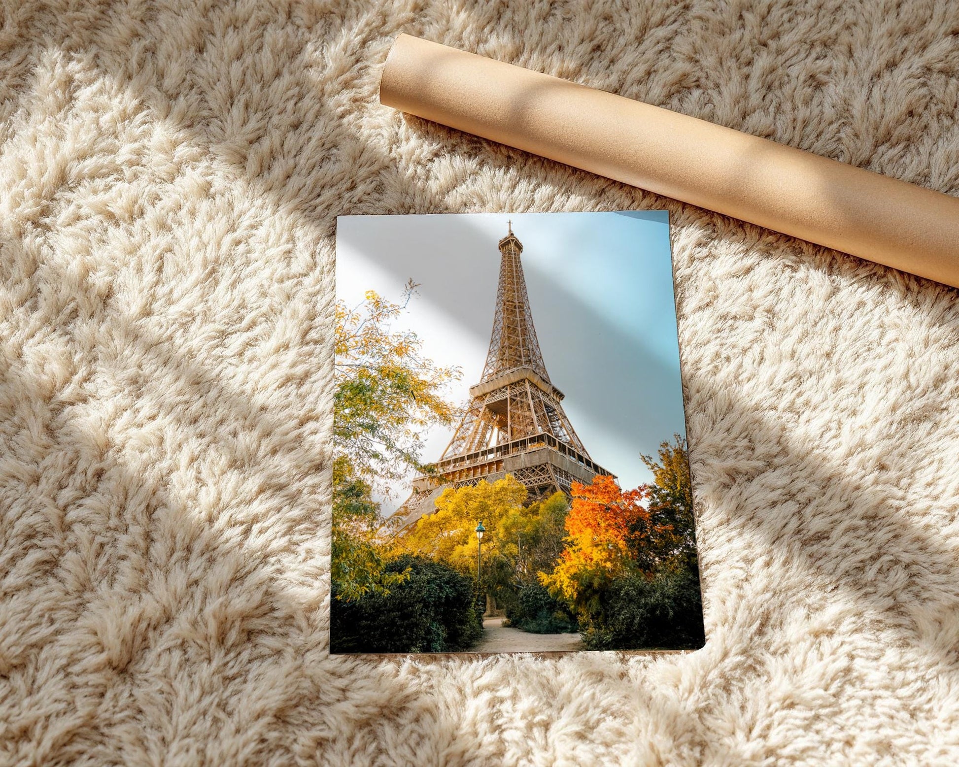 Paris France Eiffel Tower Print, Autumn Golden Hour Photo, Iconic Wall Art, Home Decor - Hasan Akbas Fine Art