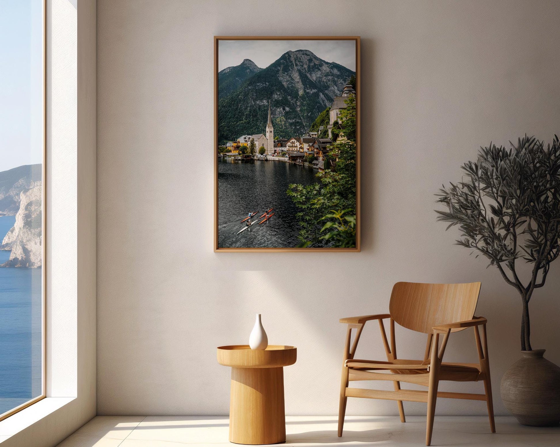 Hallstatt Austria Print, Summer Lake Village Photo, Kayaks Mountain View Wall Art, Home Decor - Hasan Akbas Fine Art