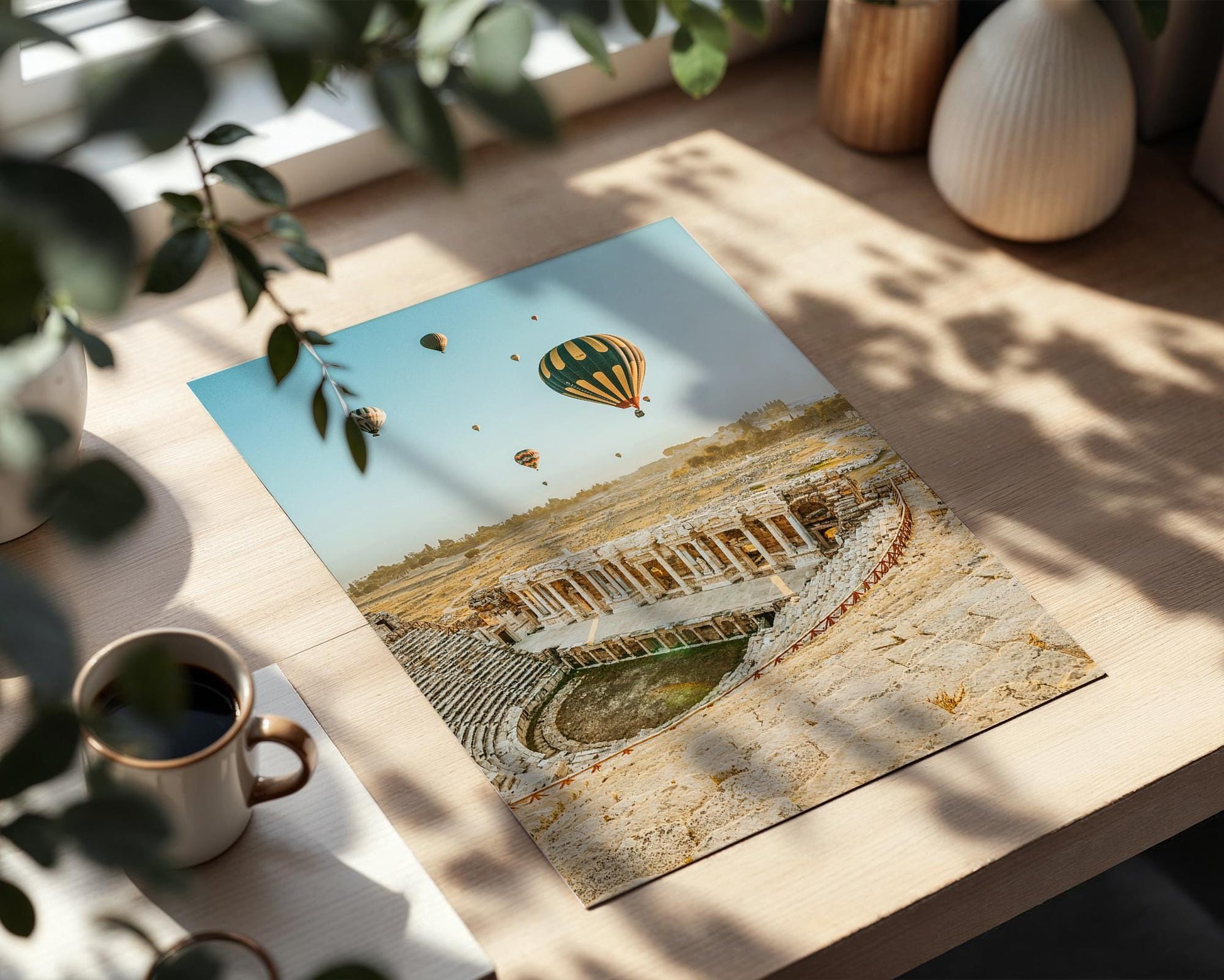Hierapolis Pamukkale Wall Art, Turkey Photo, Hot Air Balloons, Roman Ancient City, Home Decor - Hasan Akbas Fine Art
