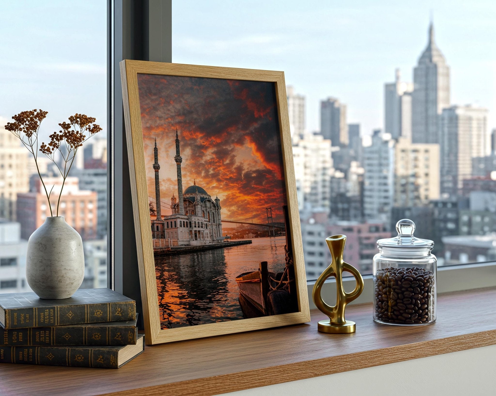 Ortakoy Mosque Wall Art | Istanbul Wall Decor - Bosphorus Sunrise Photo Print - Hasan Akbas Fine Art