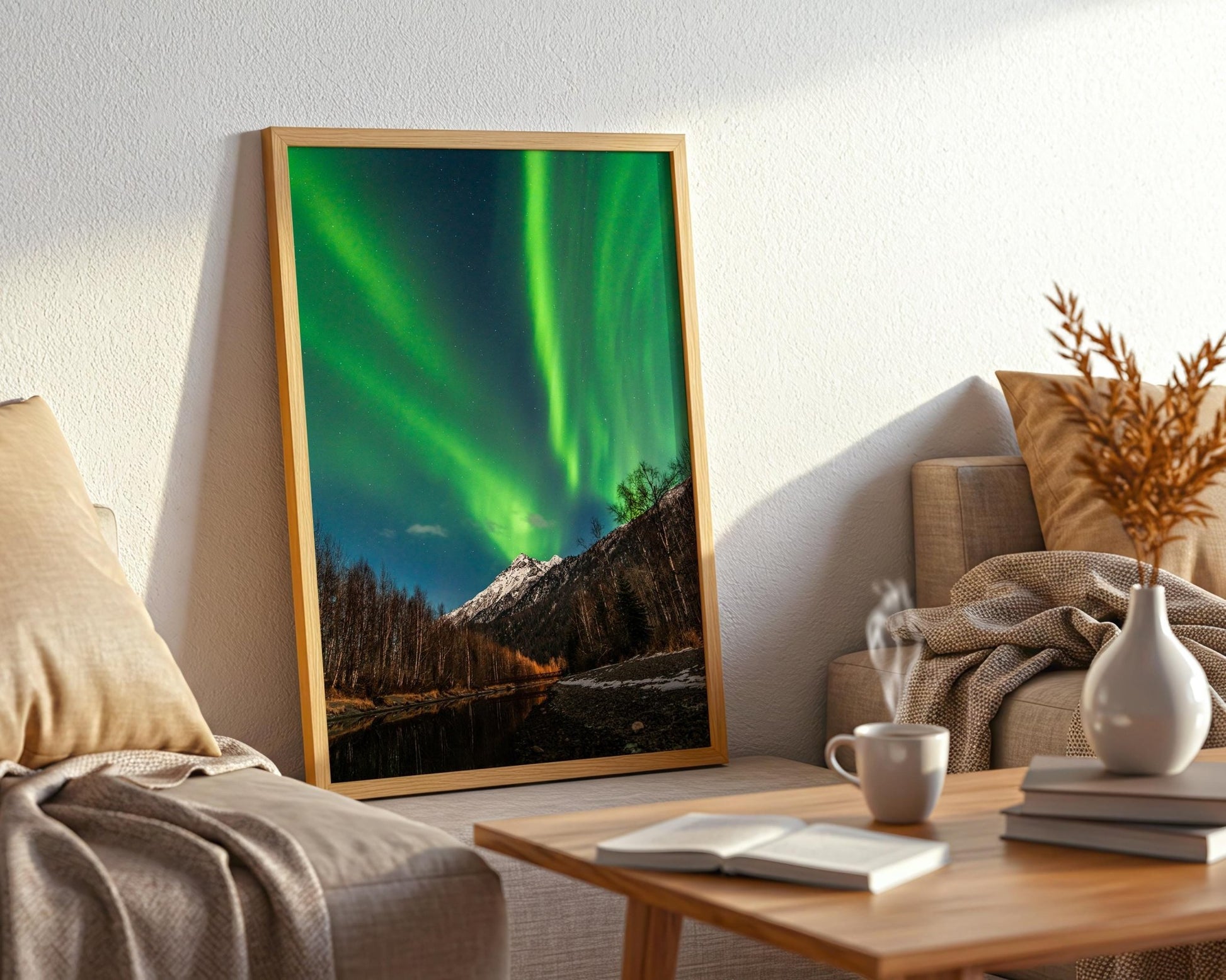 Alaska USA Aurora Borealis Wall Art Print, Northern Lights Photo, Winter Night Sky Home Decor - Hasan Akbas Fine Art