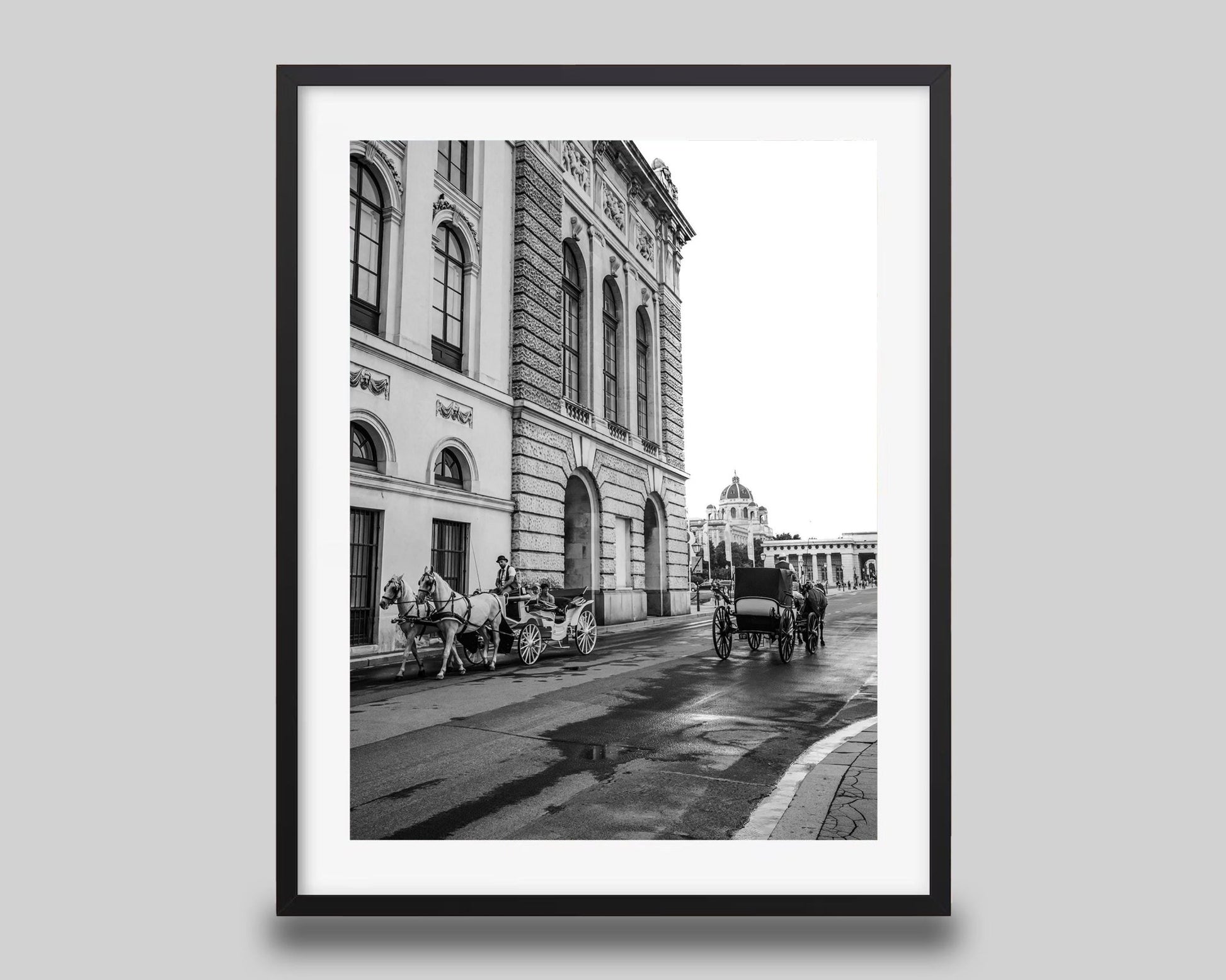 Vienna Horse Carriage Print – Black and White Wall Art | Historic Hofburg Palace Photo - Hasan Akbas Fine Art