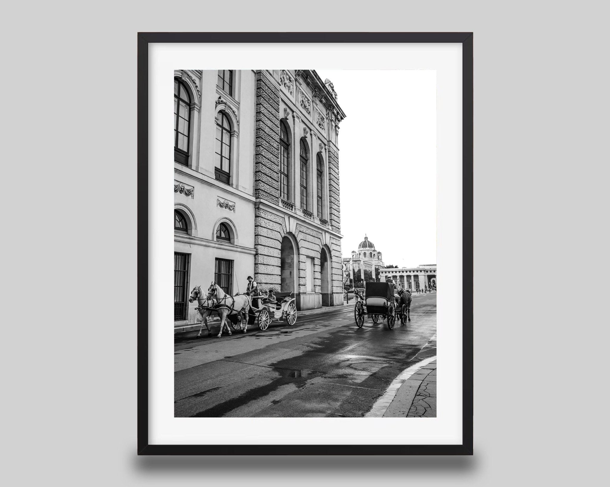 Vienna Horse Carriage Print – Black and White Wall Art | Historic Hofburg Palace Photo - Hasan Akbas Fine Art