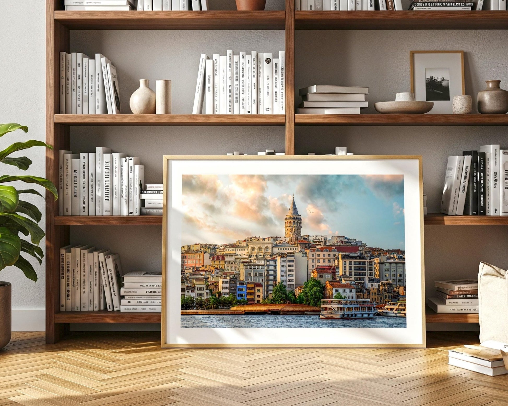 Istanbul Turkey Galata Tower Print, Golden Horn Sunset Photo, Ferry Wall Art, Home Decor - Hasan Akbas Fine Art