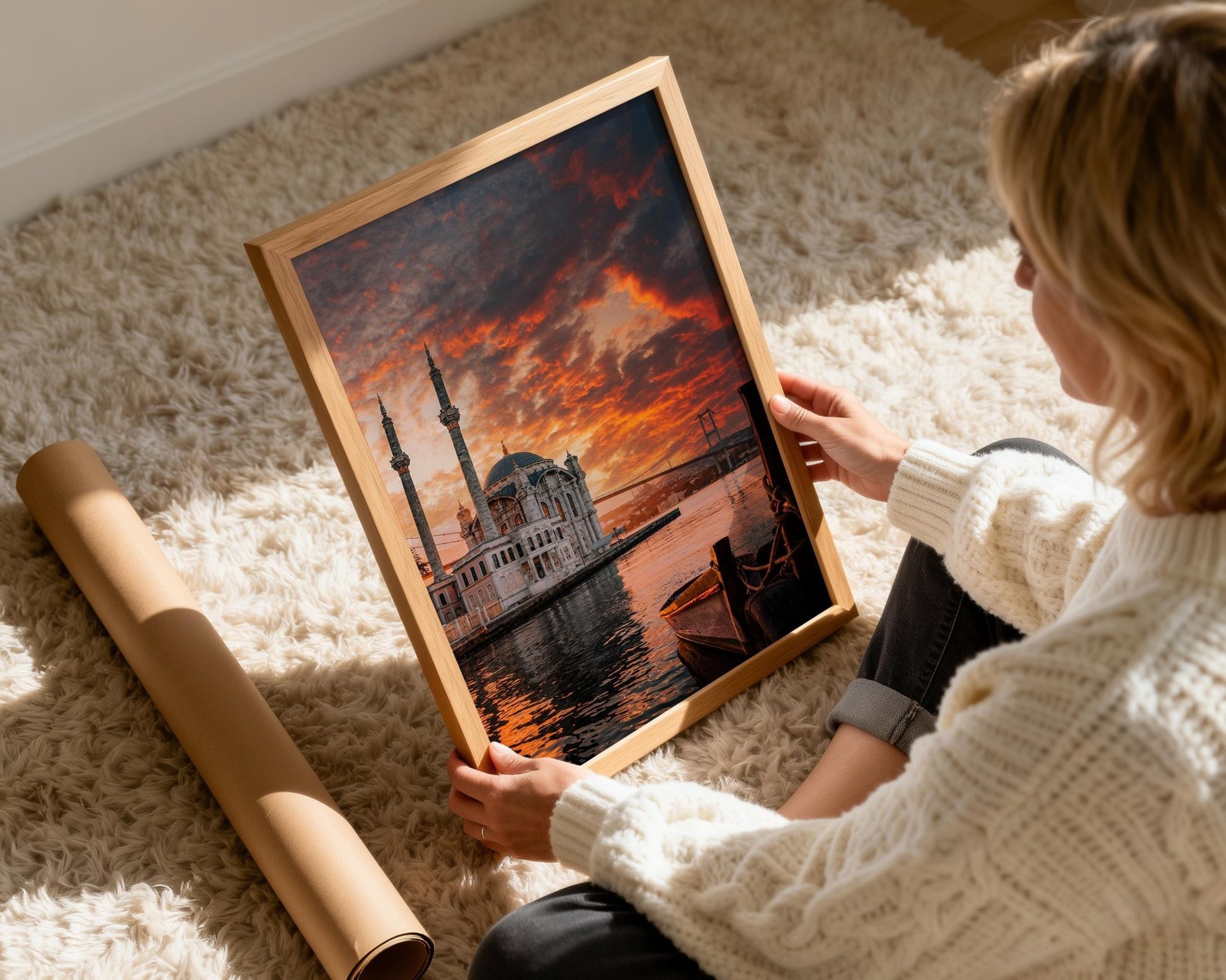 Ortakoy Mosque Wall Art | Istanbul Wall Decor - Bosphorus Sunrise Photo Print - Hasan Akbas Fine Art