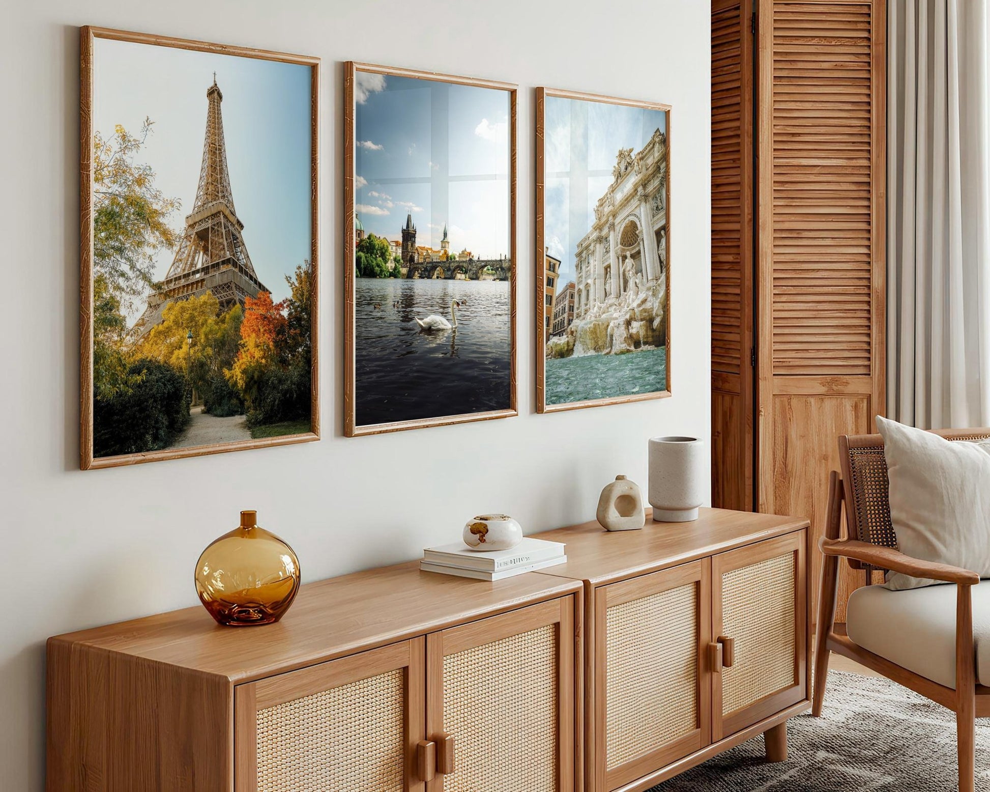 Set of 3 European City Wall Art, Paris France, Prague Czechia, Rome Italy Print - Hasan Akbas Fine Art