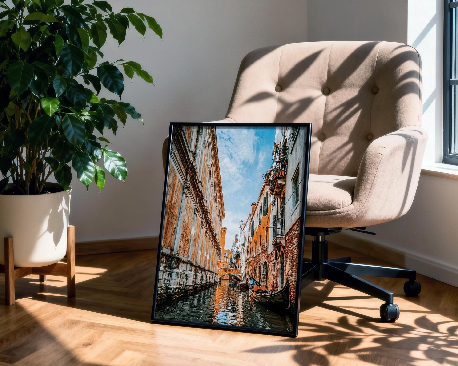 Venice Canal Wall Art - Gondola Photo Print | Rustic Italy Wall Decor Gift - Hasan Akbas Fine Art