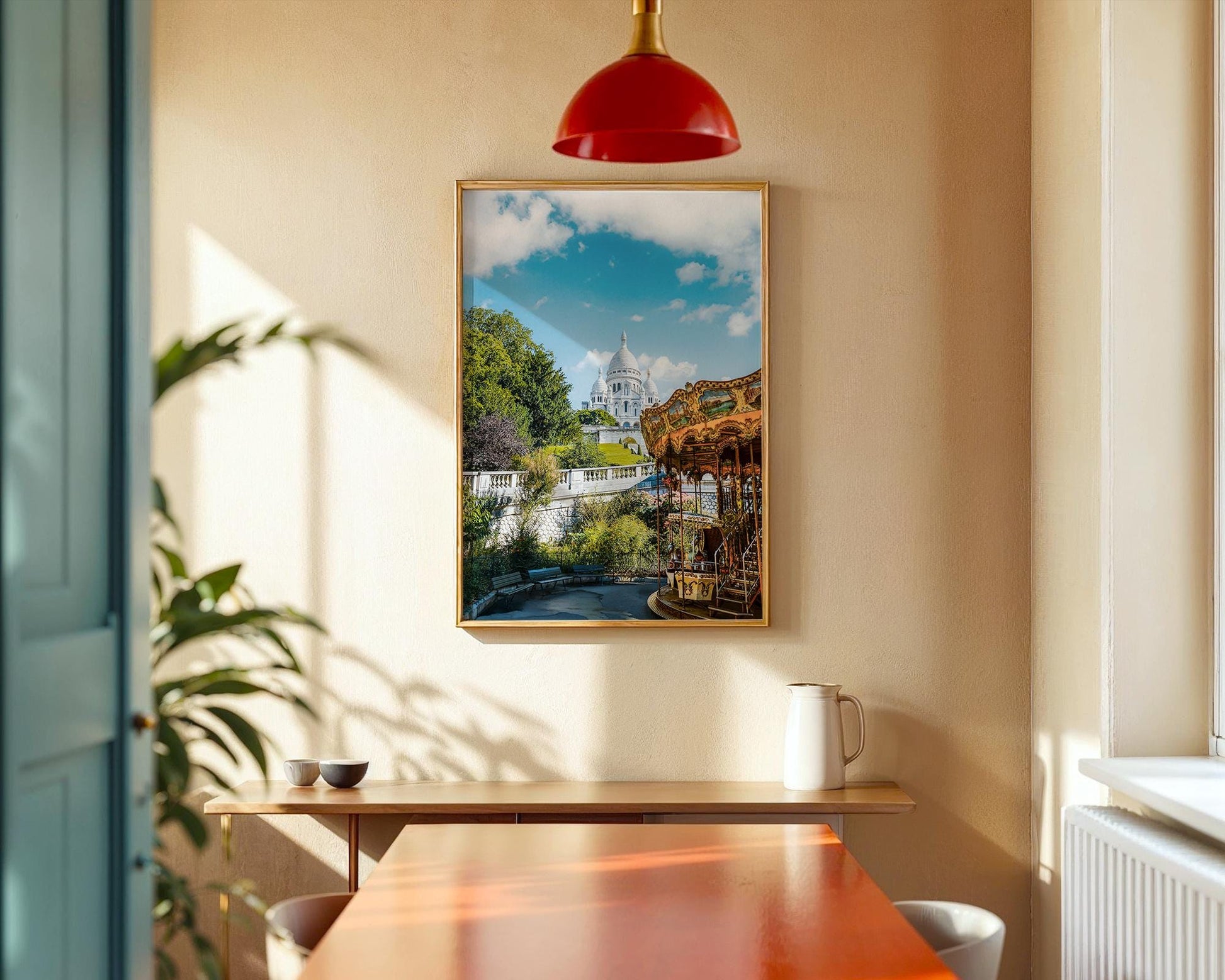 Paris France Sacre Coeur Print, Montmartre Carousel Photo, Summer Sky Wall Art, Home Decor - Hasan Akbas Fine Art