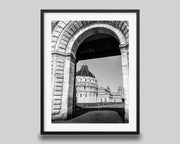 Pisa Tower Wall Art – Black And White Italy Photo Print With Archway Frame - Hasan Akbas Fine Art