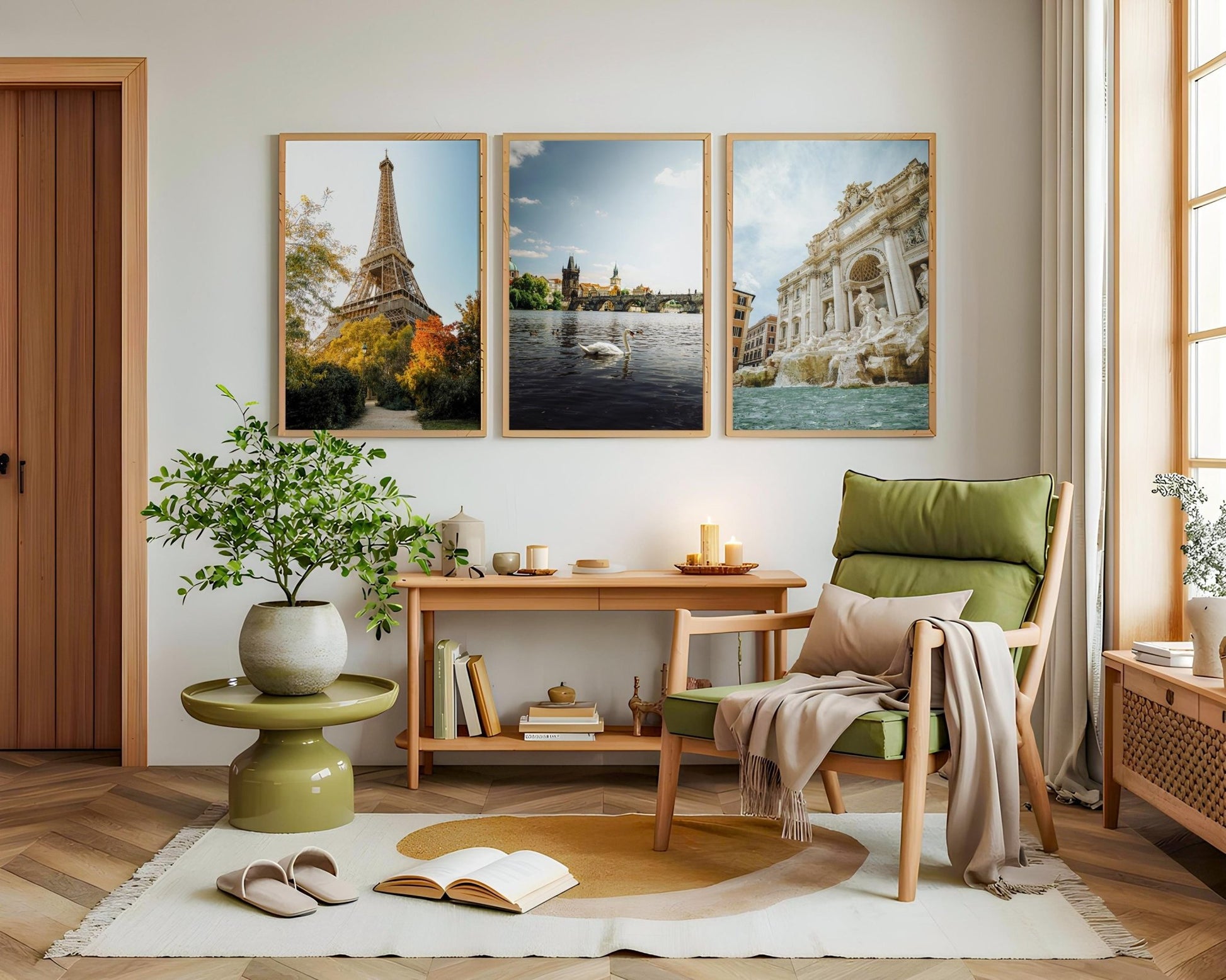 Set of 3 European City Wall Art, Paris France, Prague Czechia, Rome Italy Print - Hasan Akbas Fine Art