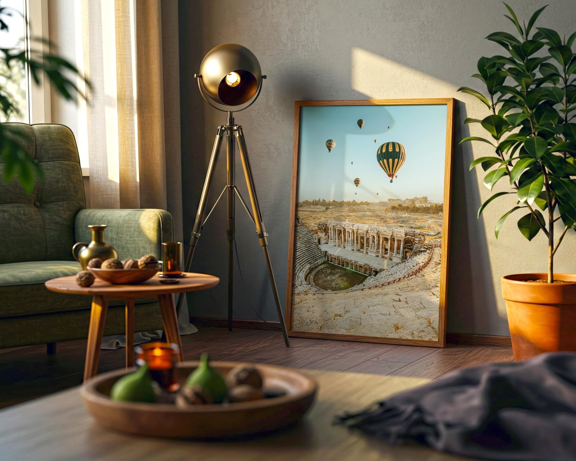 Hierapolis Pamukkale Wall Art, Turkey Photo, Hot Air Balloons, Roman Ancient City, Home Decor - Hasan Akbas Fine Art