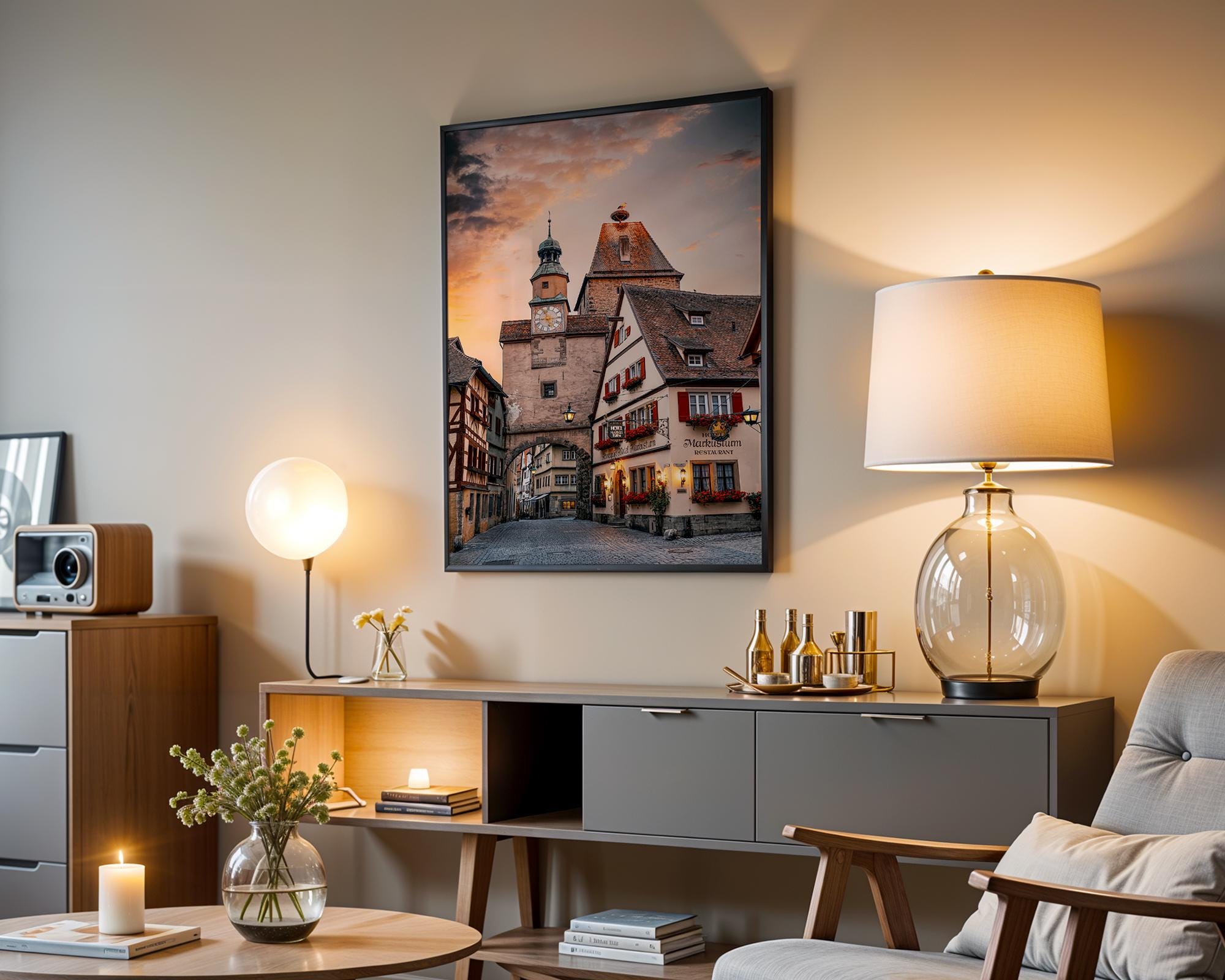 Rothenburg Germany Print - Medieval Clock Tower With Stork Nest Detail | Bavaria Wall Art - Hasan Akbas Fine Art