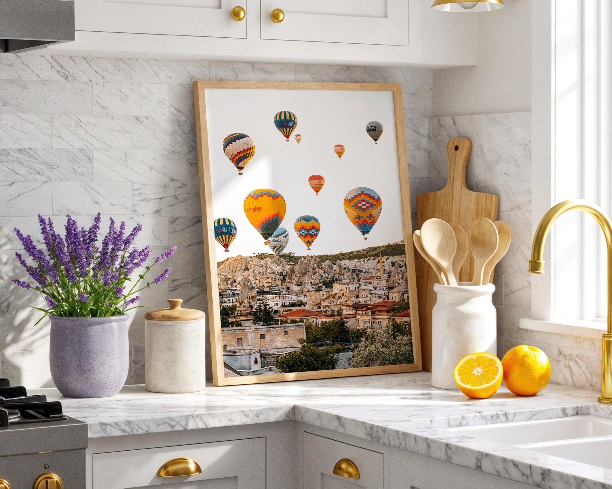 Cappadocia Wall Art, Goreme Turkey Photo, Hot Air Balloons Landscape Print, Travel Home Decor - Hasan Akbas Fine Art