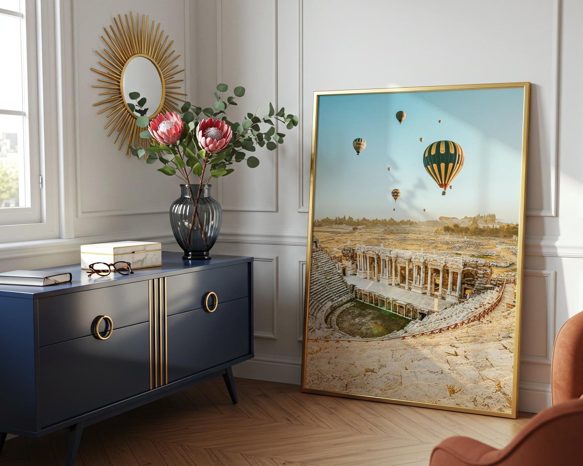 Hierapolis Pamukkale Wall Art, Turkey Photo, Hot Air Balloons, Roman Ancient City, Home Decor - Hasan Akbas Fine Art