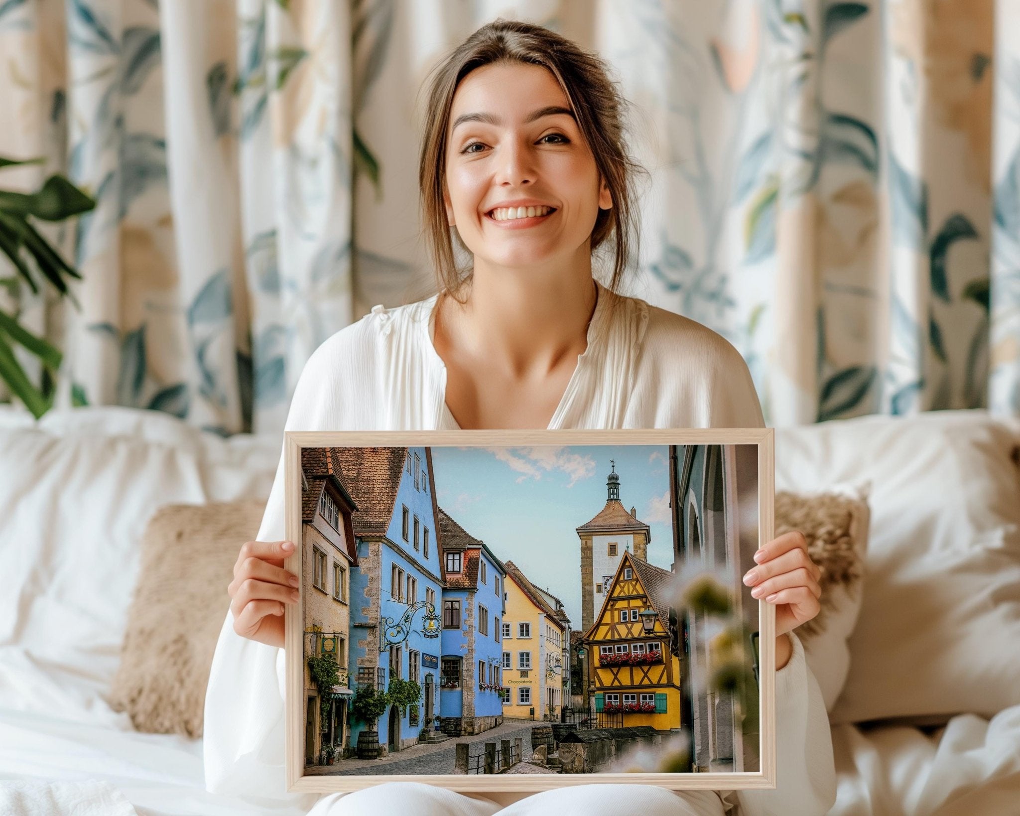 Rothenburg Plonlein Print – Medieval Town Art | Bavaria Wall Decor, Pastel Buildings - Hasan Akbas Fine Art