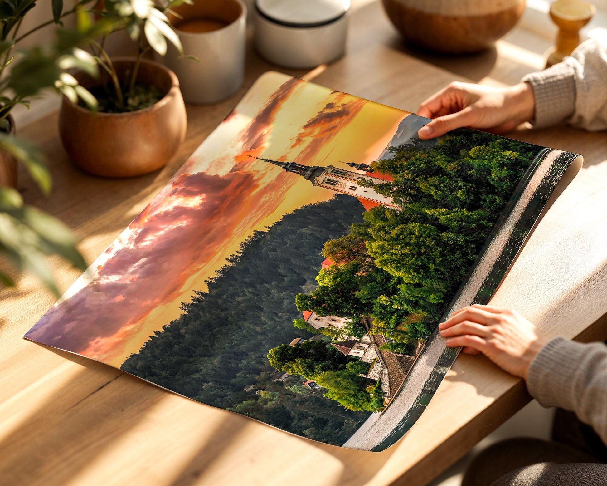 Lake Bled Slovenia Print, Church Island Sunset Photo, Storm Break Wall Art, Home Decor - Hasan Akbas Fine Art