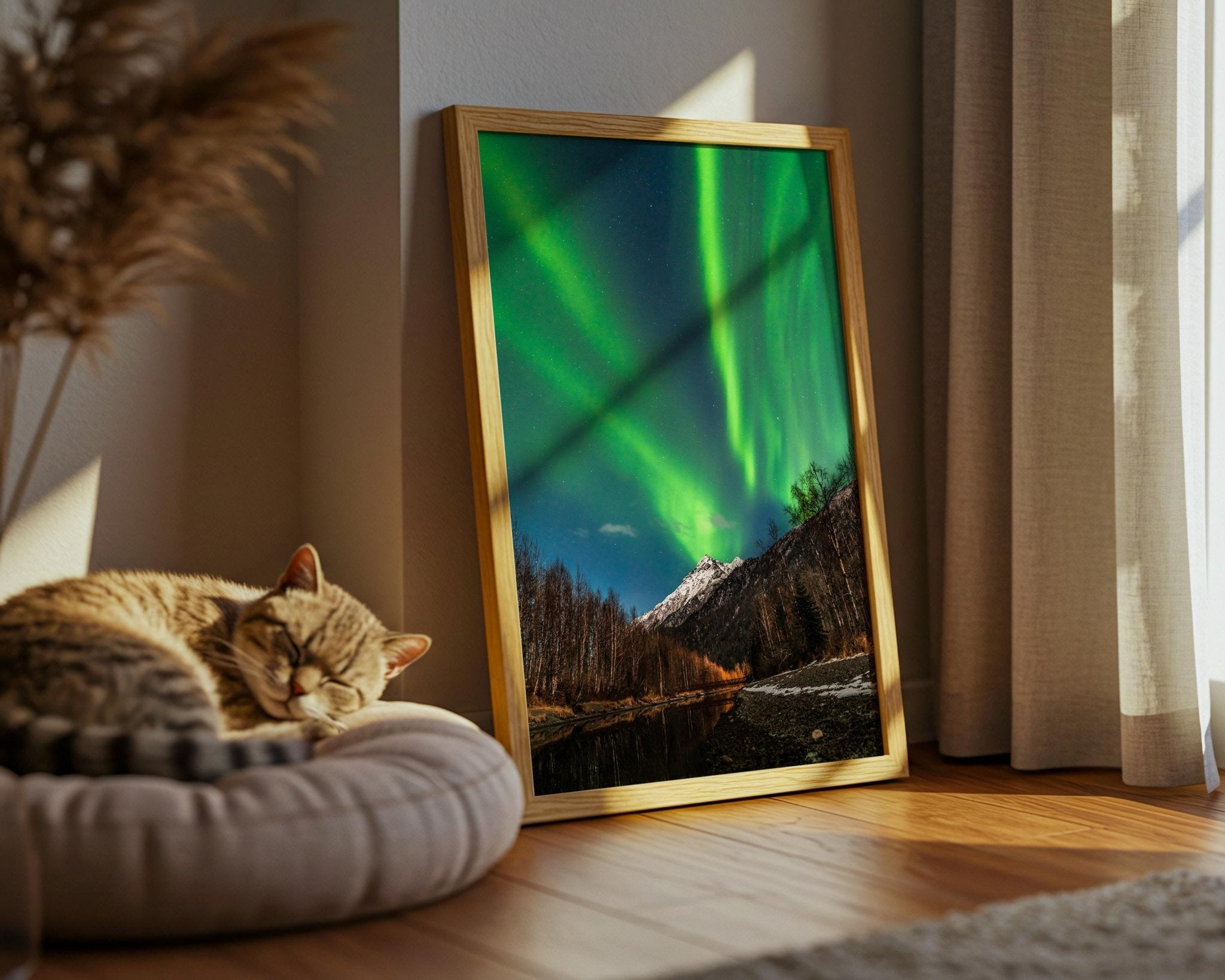 Alaska USA Aurora Borealis Wall Art Print, Northern Lights Photo, Winter Night Sky Home Decor - Hasan Akbas Fine Art