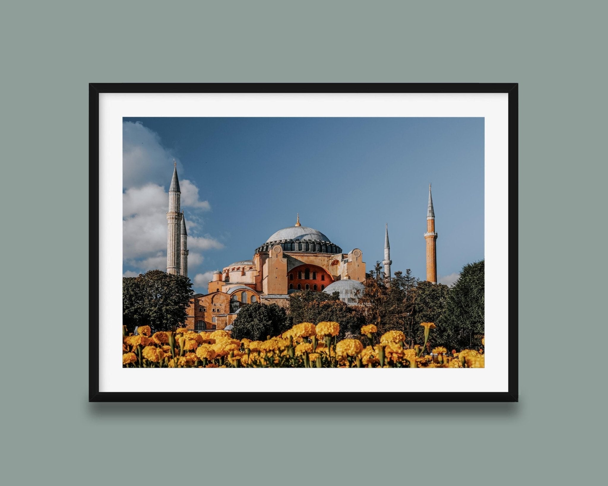 Hagia Sophia Wall Art, Istanbul Photo, Turkey Print, Garden Flowers, Iconic Landmark Home Decor - Hasan Akbas Fine Art
