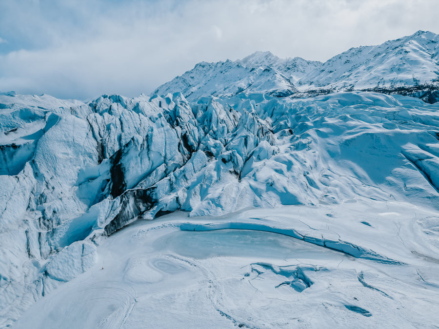 Matanuska Glacier aerial view — drone photograph of the glacier from above, Alaska