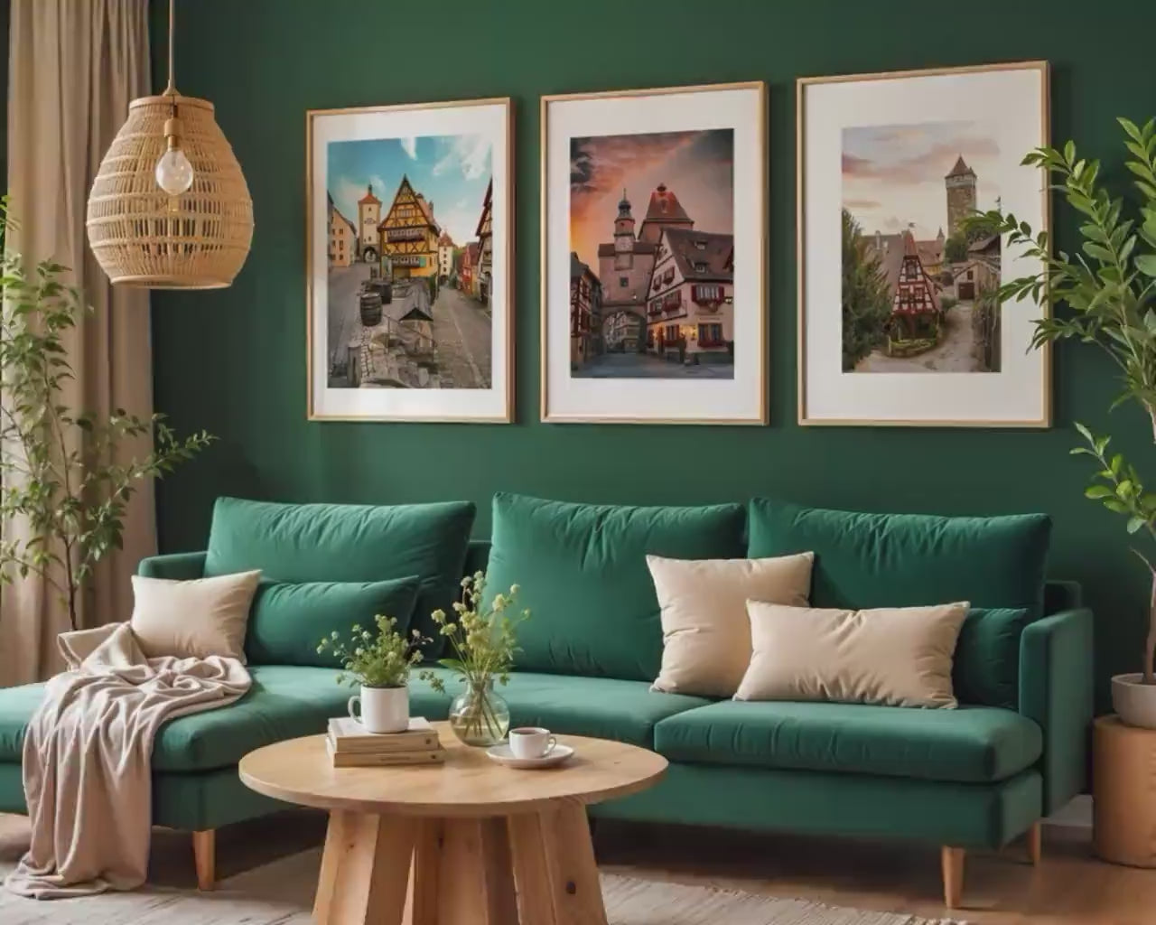 Load video: Rothenburg Germany Wall Art – Medieval Gallery Set With Plonlein Clock Tower Prints