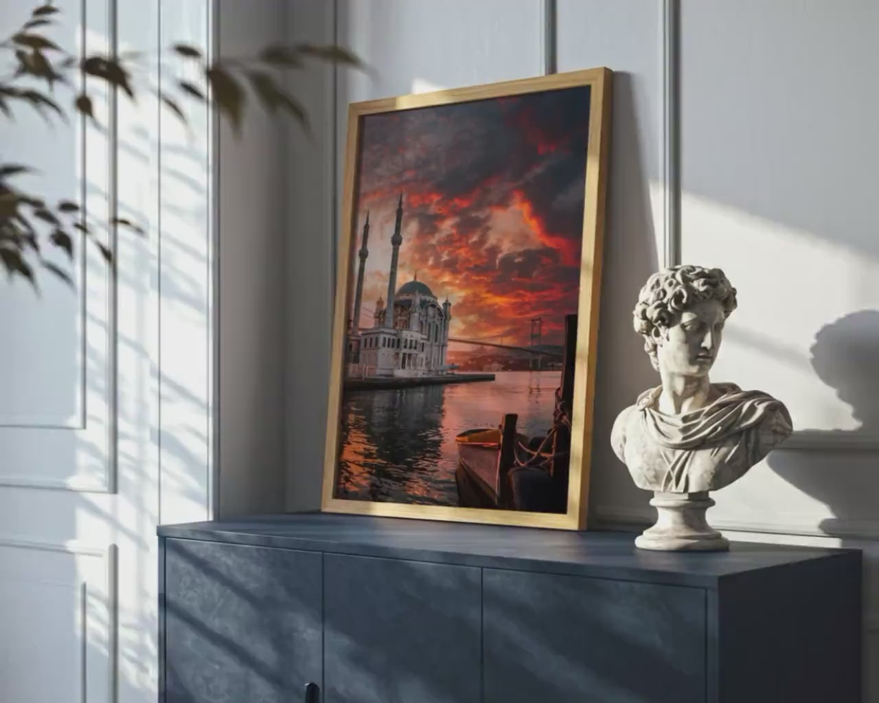 Load video: Ortakoy Mosque Wall Art | Istanbul Wall Decor - Bosphorus Sunrise Photo Print