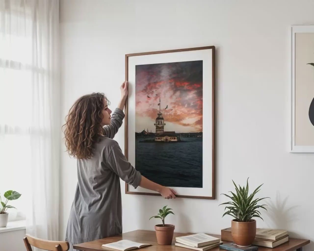 Load video: Istanbul Wall Art – Maidens Tower Print | Bosphorus Sunset Photo, Golden Hour Decor