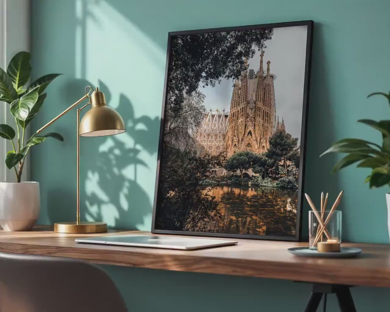 Load video: Sagrada Familia Wall Art – Barcelona Travel Photo | Gaudi Architecture Print