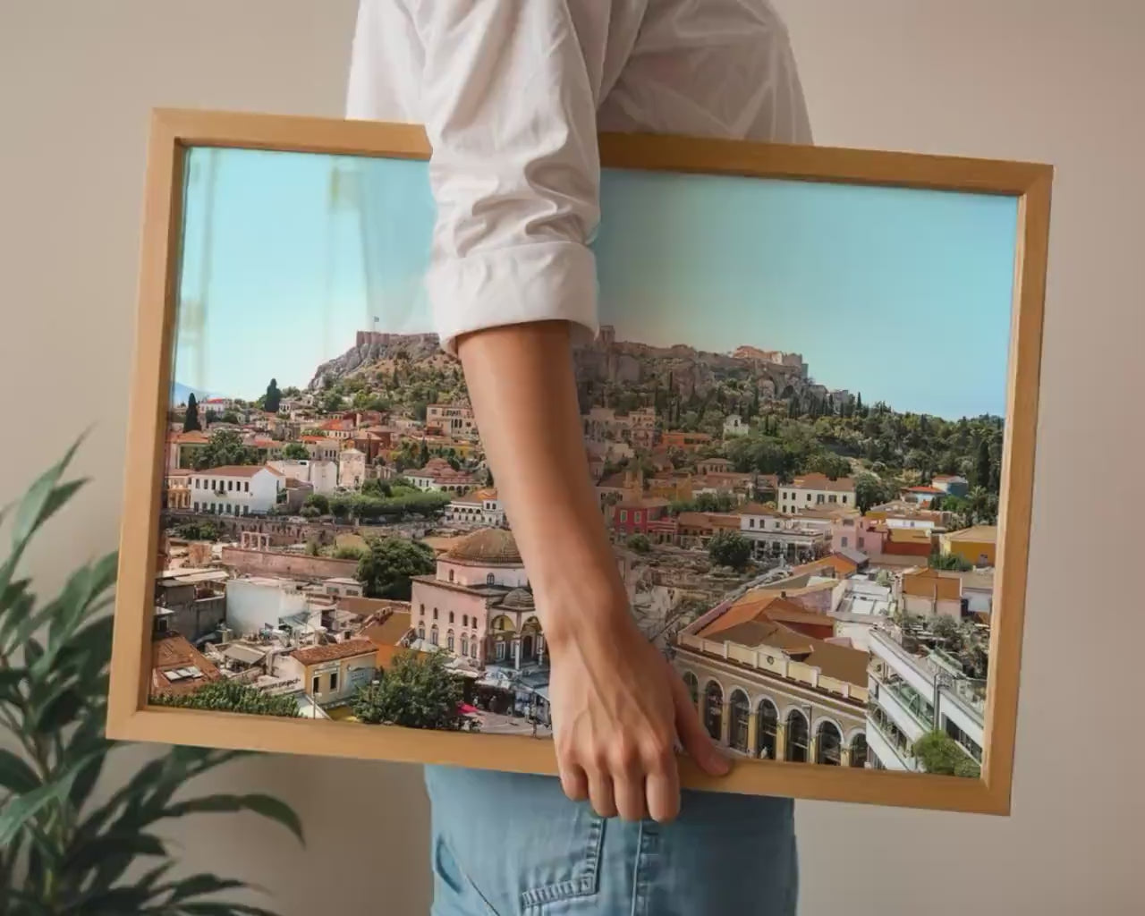 Load video: Athens Acropolis Print – Parthenon Photo With Mediterranean Cityscape &amp; Terracotta Rooftops