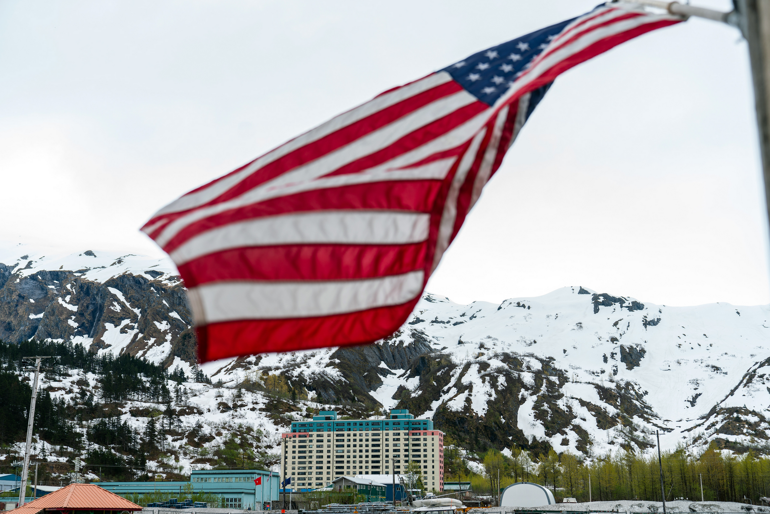 Whittier village at the mouth of Prince William Sound, Alaska